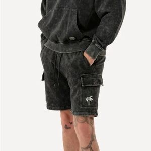 Wesc Stonewashed Palm Black Cargo Shorts